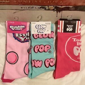 Bubble Yum, Blow Pop, Tootsie Roll Pop Socks Set